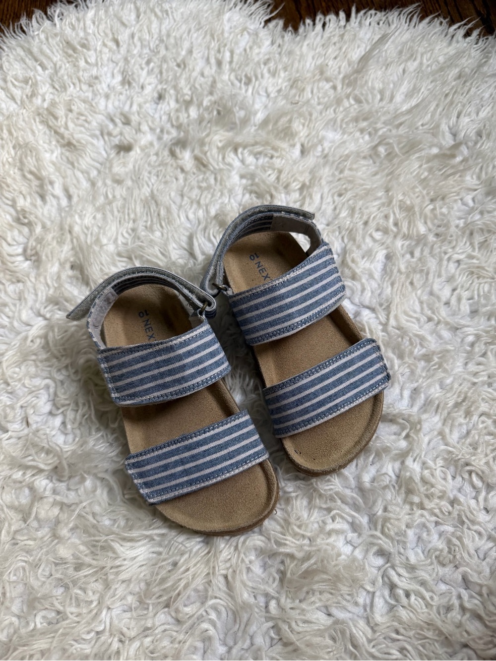 next Blue and White Striped Hook-and-Loop Kids Sandals